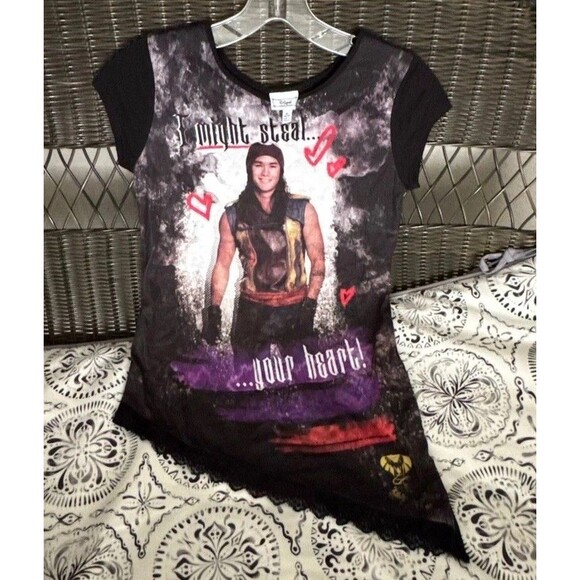 Disney Special Edition Women's Asymmetrical Tee Top Size Medium Black Graphic - Picture 2 of 11